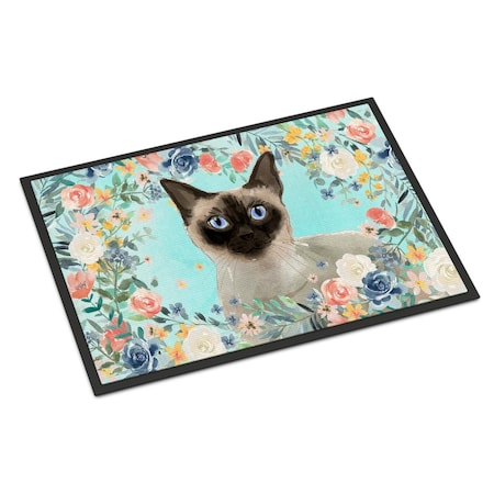 Carolines Treasures 24 x 36 in. Siamese Spring Flowers Indoor or Outdoor Mat CK3398JMAT